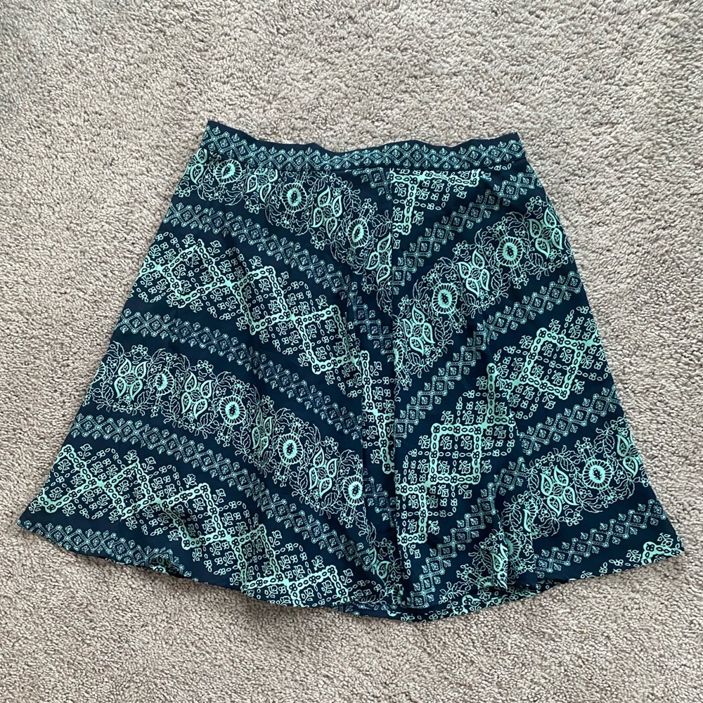 Blue and teal flowy mini skirt